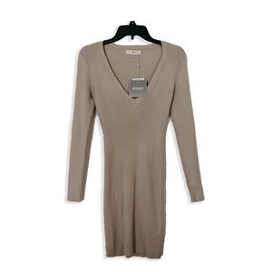 Missguided Tan Long sleeve mini dress